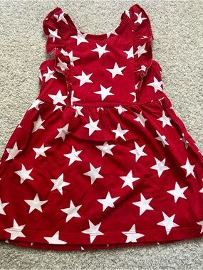Carter's Red Dress with White Star Print and Ruffle Sleeves 2T